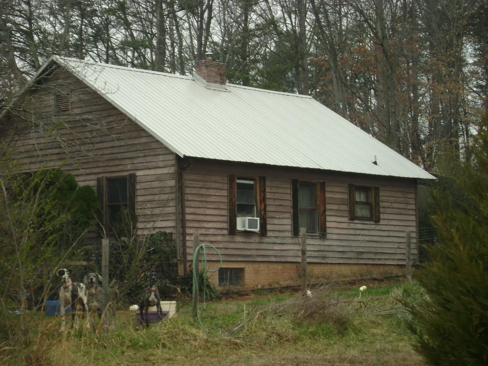White metal roof on an old wood sided farmhouse, from a Metal Roof Installation job in Orleans